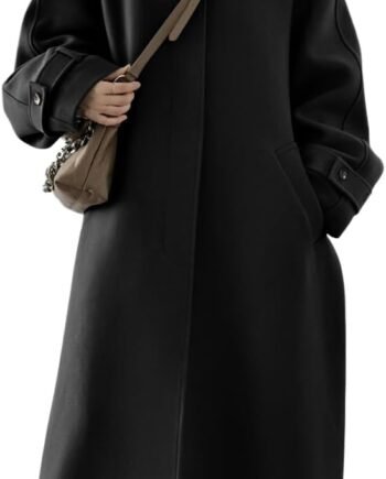Women's Winter Hidden Single Breasted Wool Coat Raglan Sleeve Business Long Wool Overcoat