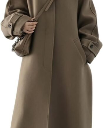 Women's Winter Hidden Single Breasted Wool Coat Raglan Sleeve Business Long Wool Overcoat