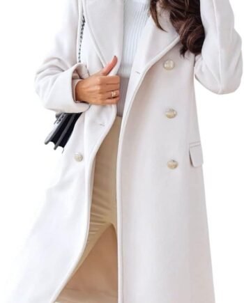 Women's Winter Lapel Double Breasted Office Work Long Wool Pea Coat Overcoat