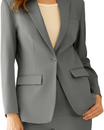 Women's Professional Suit 2 Piece Slim Fit Outfit Business Office Work Tuxedo Blazer Pants Suits