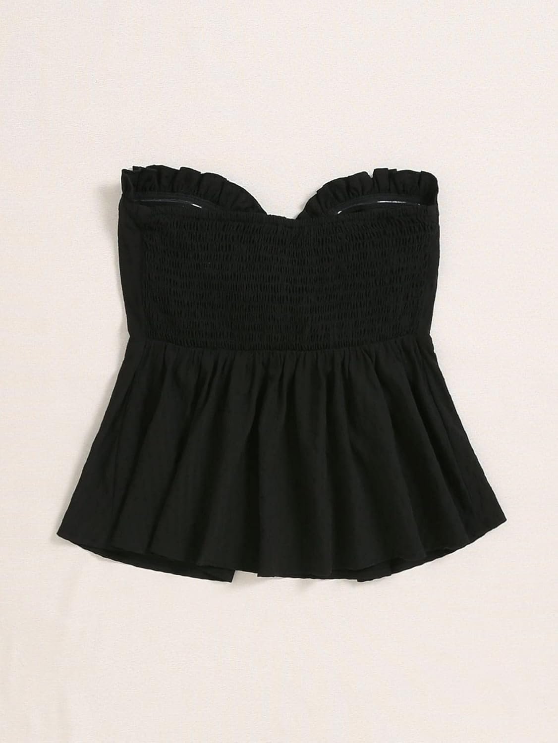 Women's Frill Trim Tie Front Tube Top Sleeveless Strapless Ruffle Summer Tops - Image 2