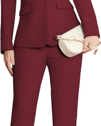 Women's 2 Piece Suit Notched Lapel One Button Slim Fit Business Office Work Tuxedo Blazer Pants Set