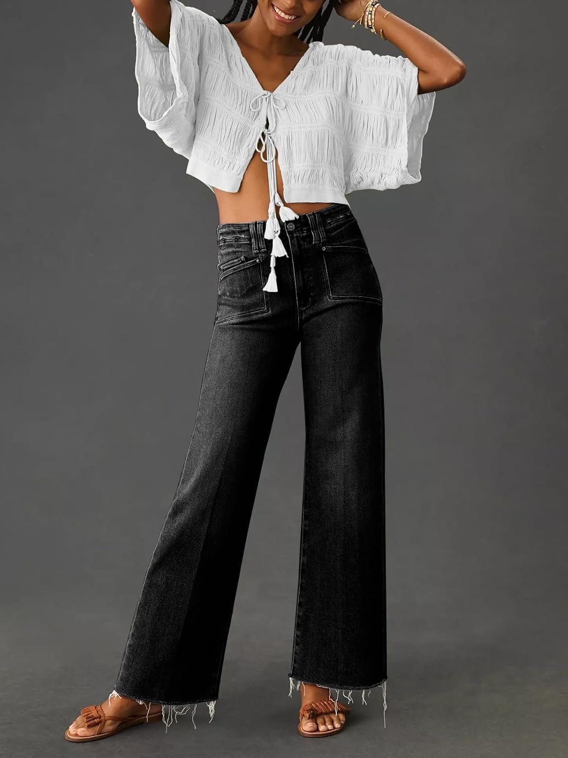 Jeans for Women Wide Leg Baggy High Waist Boyfriends Straight Leg Stretchy Denim Pants Trendy Fall 2025 - Image 2