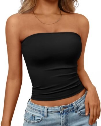 Womens Strapless Tube Tops Basic Backless Sleeveless Bandeau Going Out Crop Tops Cute 2025 Summer Clothes