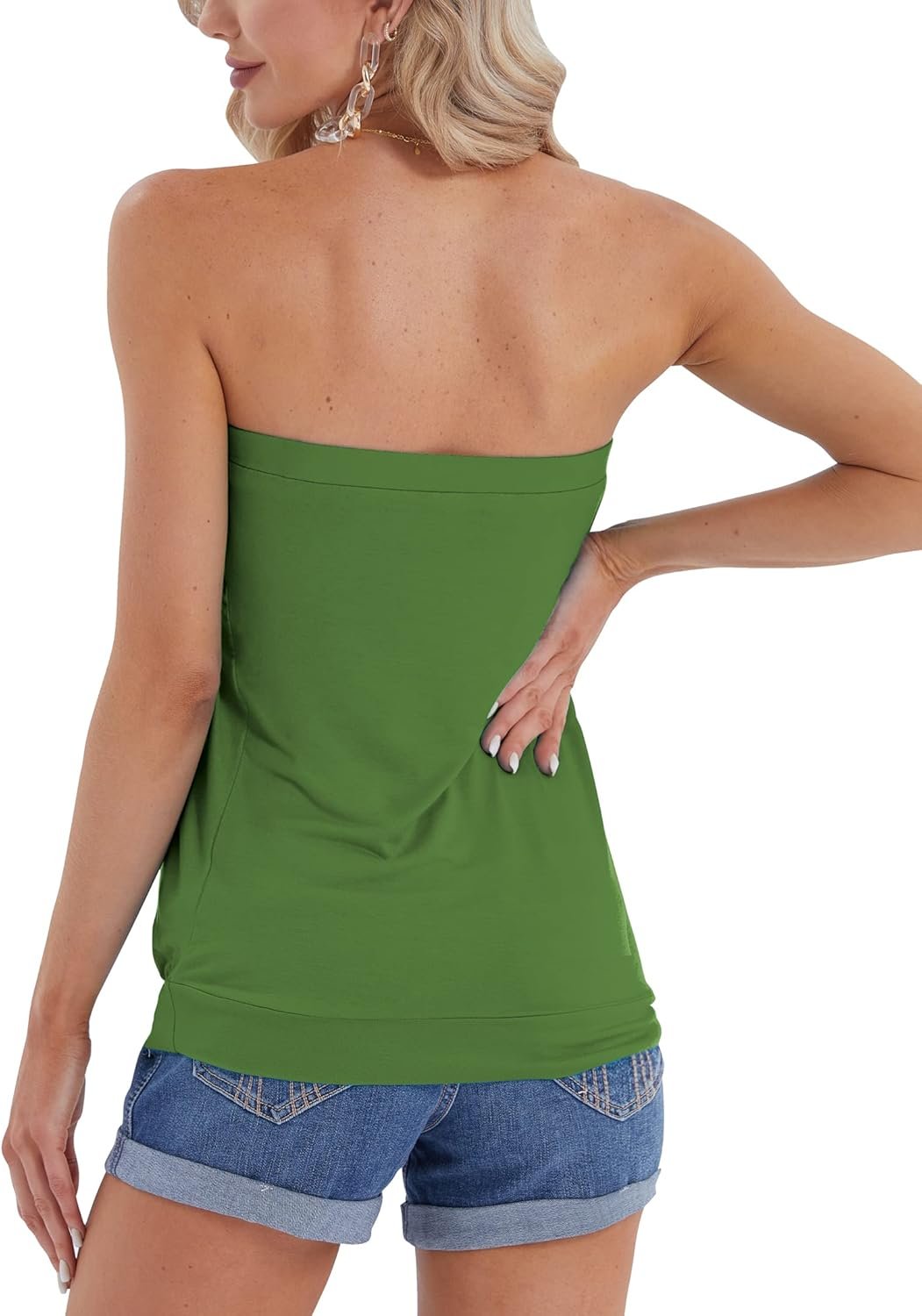 Women's Summer Beach Tie Dye Sleeveless Stretchy Pleated Tube Tops - Image 2